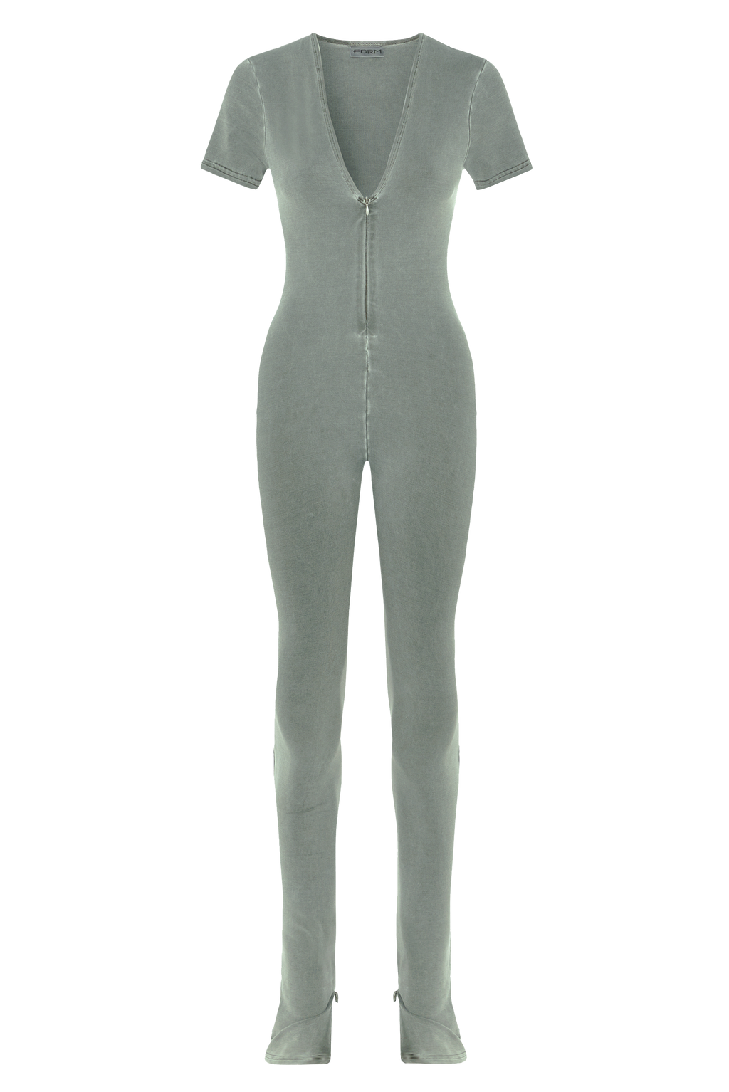 V-neck Zip Bodysuit - Sage