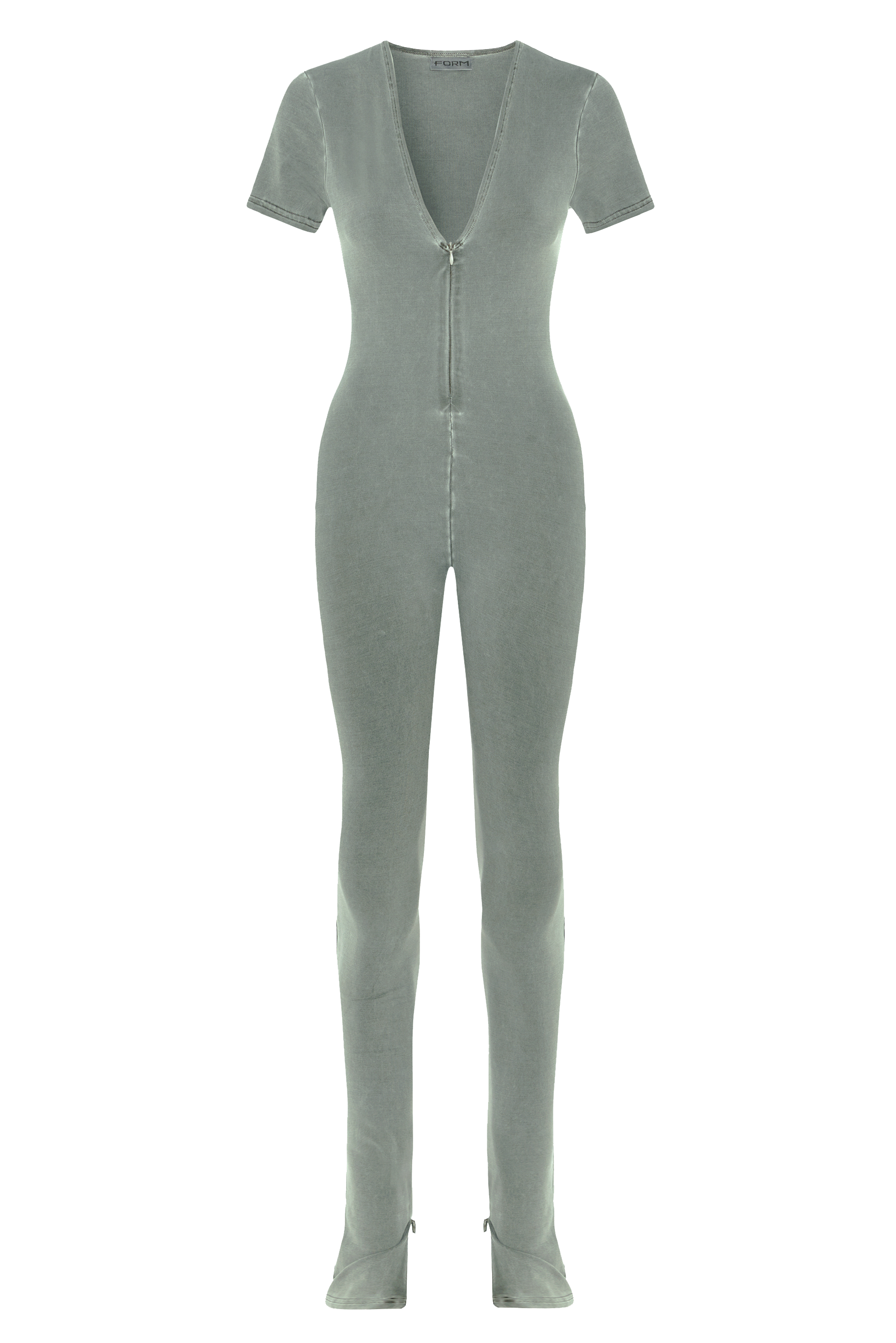 V-neck Zip Bodysuit - Sage